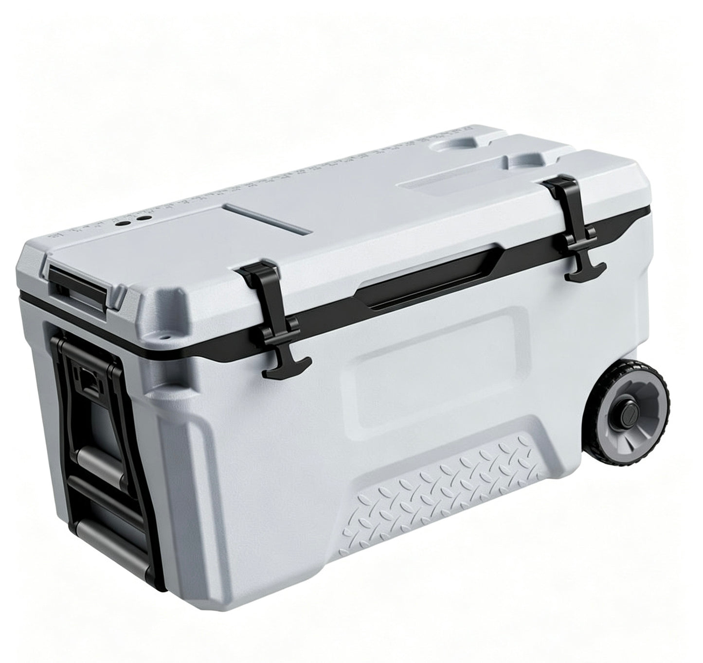 52QT Portable Rolling Hard Cooler with Wheels, Leak-Resistant Insulated Coolbox, 48 Hours Ice Retention, Ultra-Light Cool Chest for Outdoor Picnics, Grilling & Camping