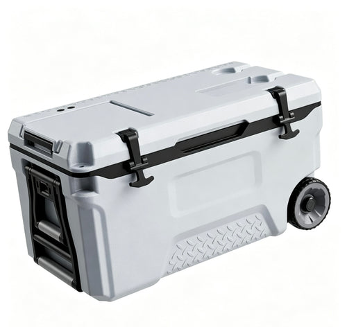 52QT Portable Rolling Hard Cooler with Wheels, Leak-Resistant Insulated Coolbox, 48 Hours Ice Retention, Ultra-Light Cool Chest for Outdoor Picnics, Grilling & Camping