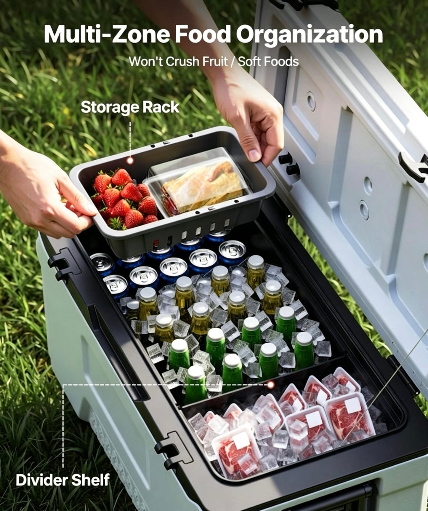 52QT Portable Rolling Hard Cooler with Wheels, Leak-Resistant Insulated Coolbox, 48 Hours Ice Retention, Ultra-Light Cool Chest for Outdoor Picnics, Grilling & Camping