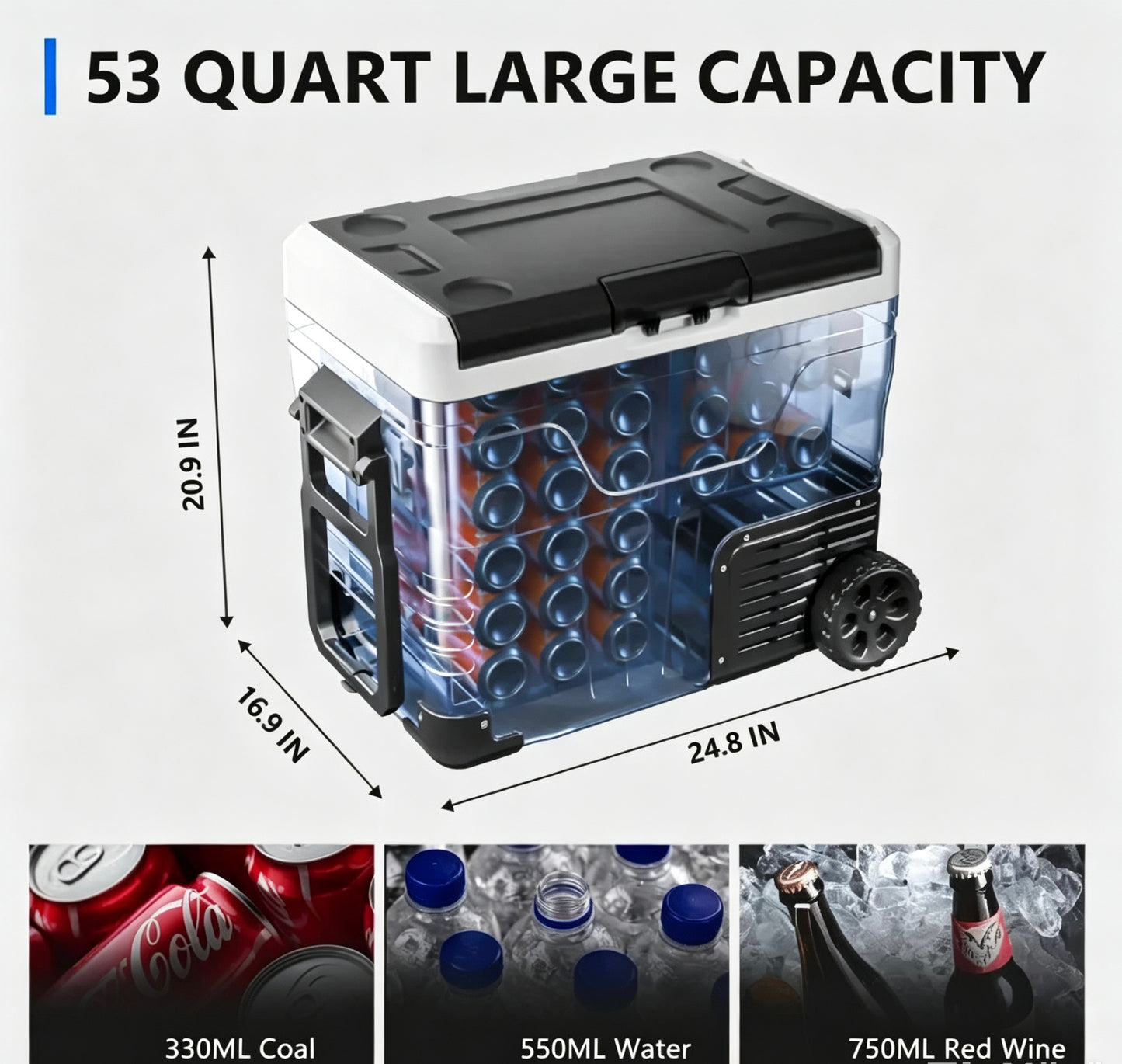 53 Quart Fast Cooling Portable Fridge Freezer Box