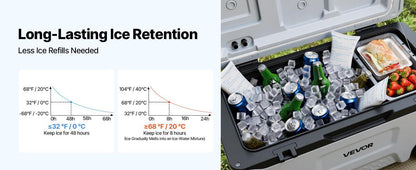52QT Portable Rolling Hard Cooler with Wheels, Leak-Resistant Insulated Coolbox, 48 Hours Ice Retention, Ultra-Light Cool Chest for Outdoor Picnics, Grilling & Camping